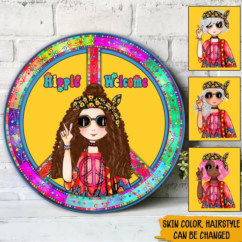 Hippie Custom Sign Hippie Welcome Personalized Gift - PERSONAL84