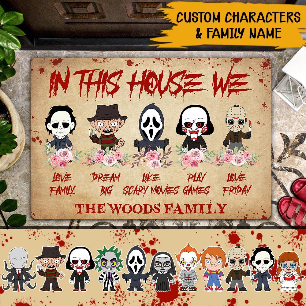 Horror Movie Lovers Custom Doormat Horror Family Personalized Gift - PERSONAL84