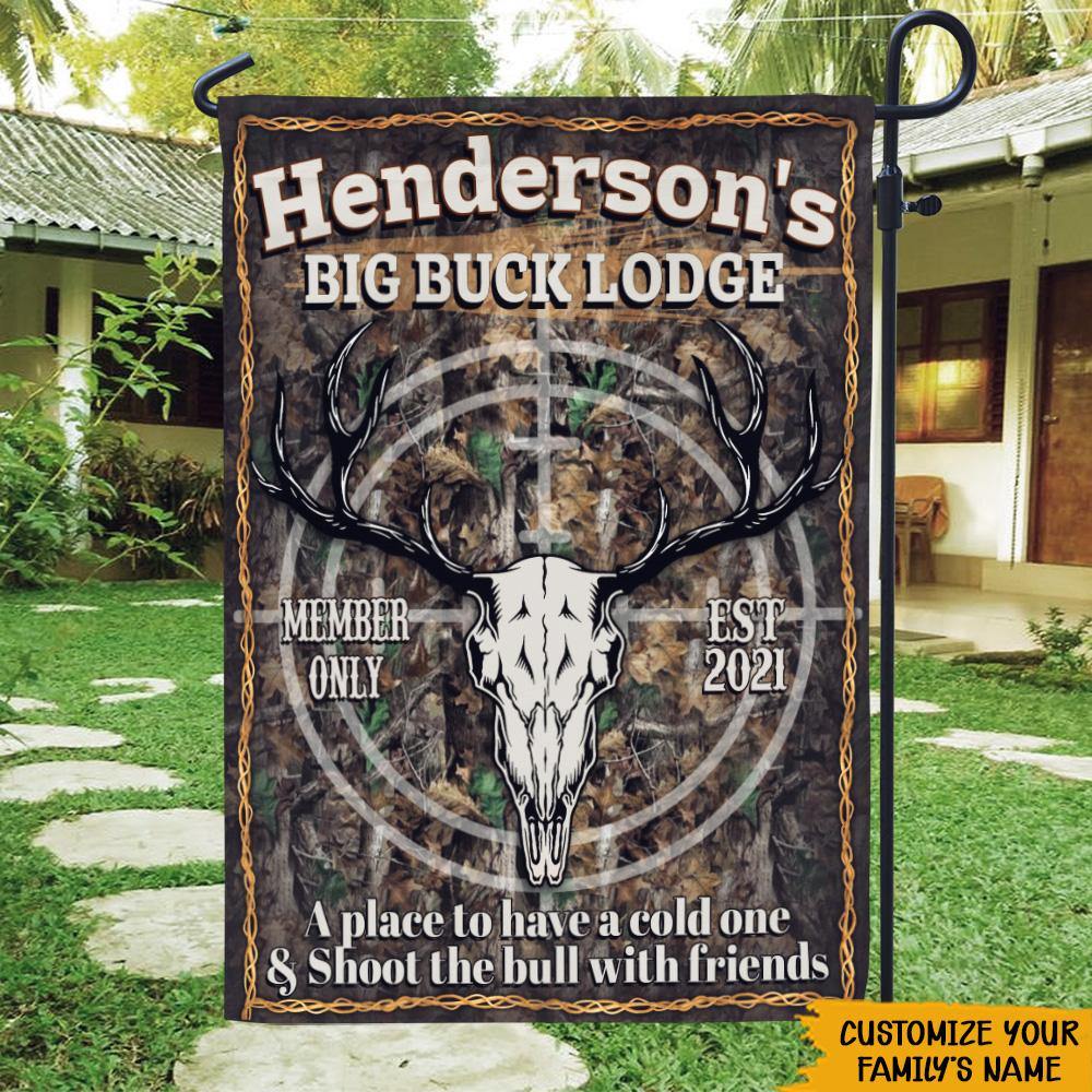 Hunting Custom Garden Flag Big Buck Lodge Personalized Gift - PERSONAL84