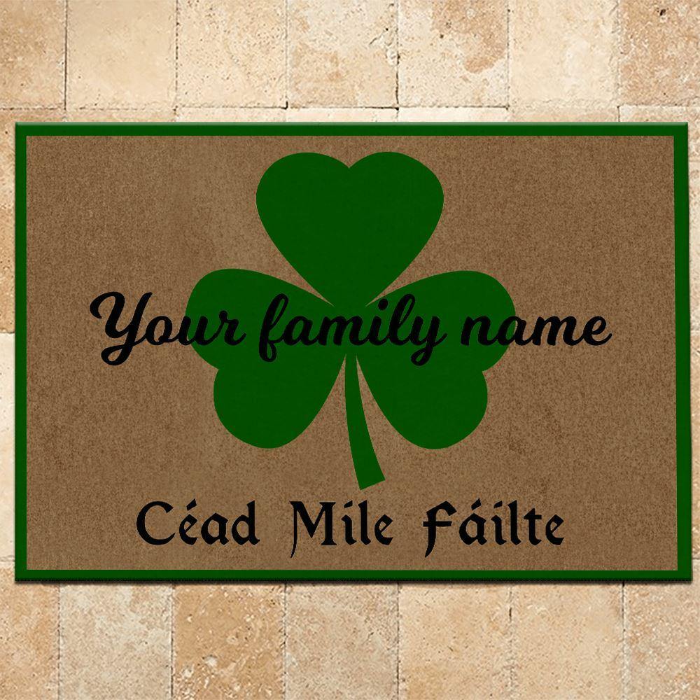 Irish St. Patrick's Day Custom Doormat Irish Shamrock Céad Mile Fáilte Personalized Gift - PERSONAL84
