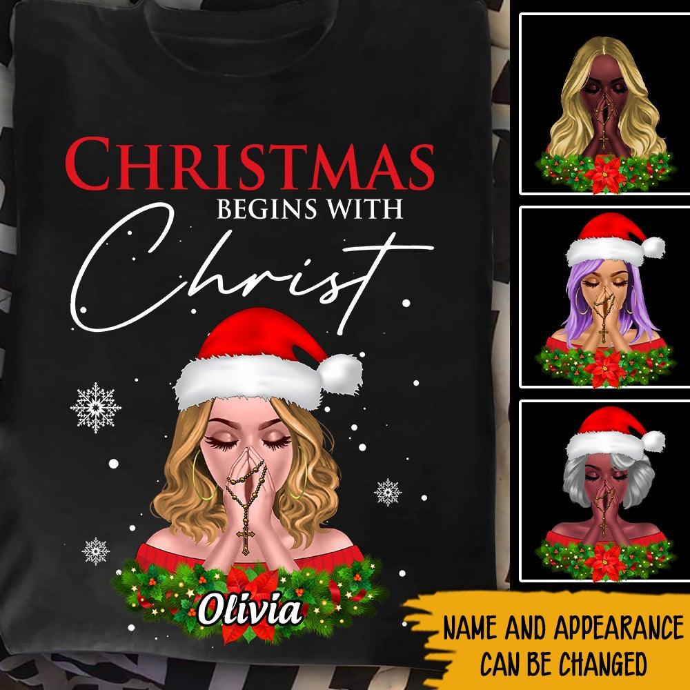 Jesus Christmas Custom Shirt Christmas Begins With Christ Personalized Gift - PERSONAL84