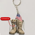 U.S. Army Custom Keychain Old Military Combat Boots Personalized Gift