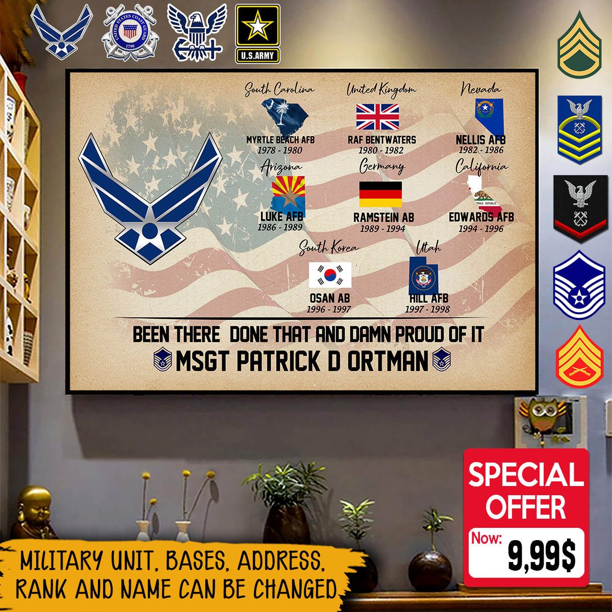 U.S Veteran Custom Poster Been There Done That and Damn Proud Of It Personalized Gift