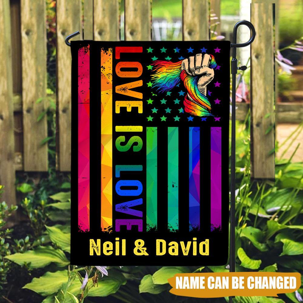 LGBT Custom Pride Garden Flag Pride 2021 Love Is Love Personalized Gift - PERSONAL84