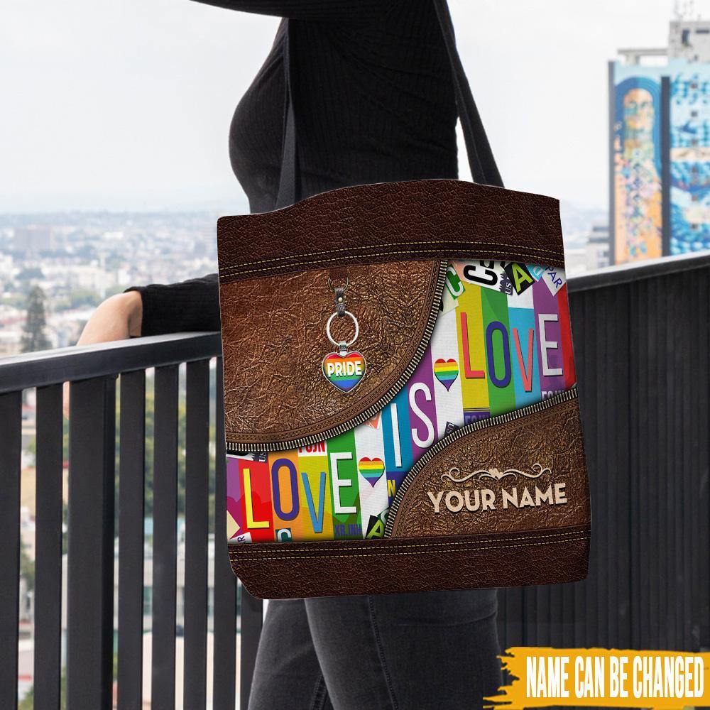LGBT Custom Tote Bag Love Is Love Pride Personalized Gift - PERSONAL84