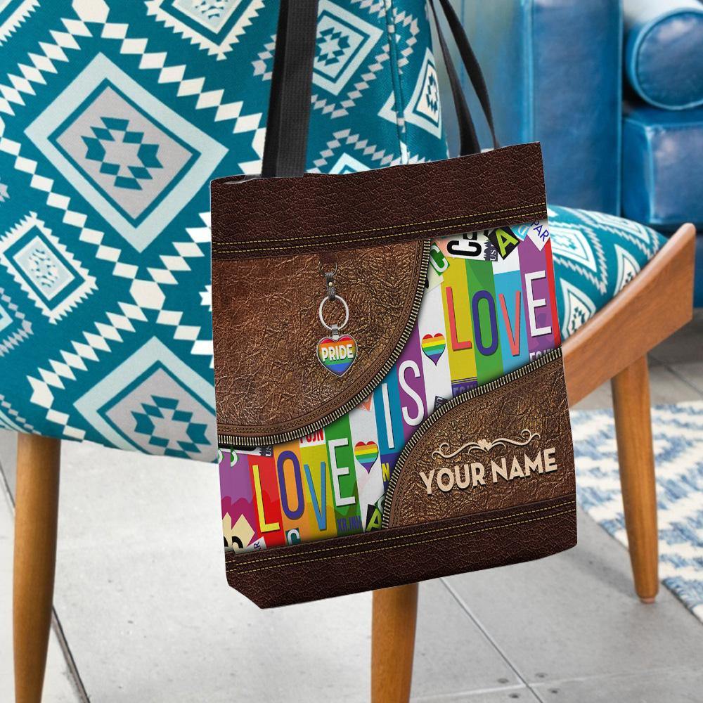 LGBT Custom Tote Bag Love Is Love Pride Personalized Gift - PERSONAL84