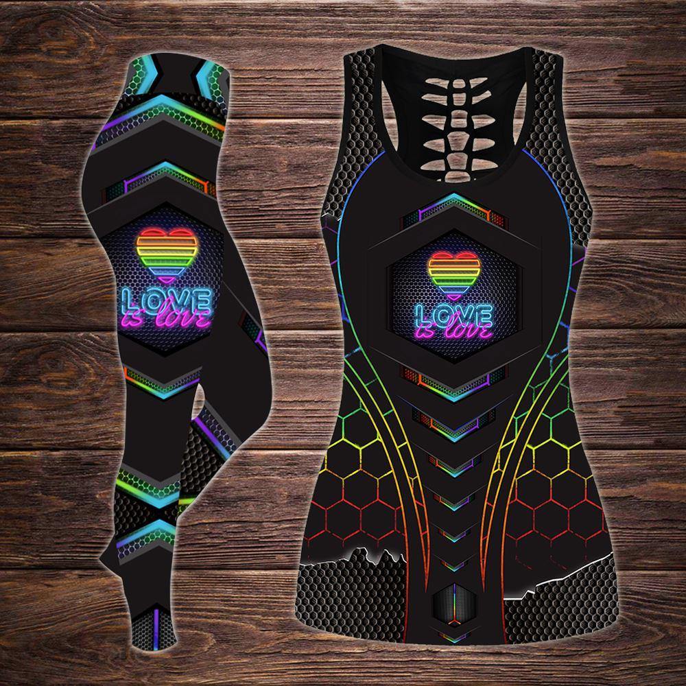 LGBT Tanktop And Legging Love Is Love Neon Rainbow - PERSONAL84