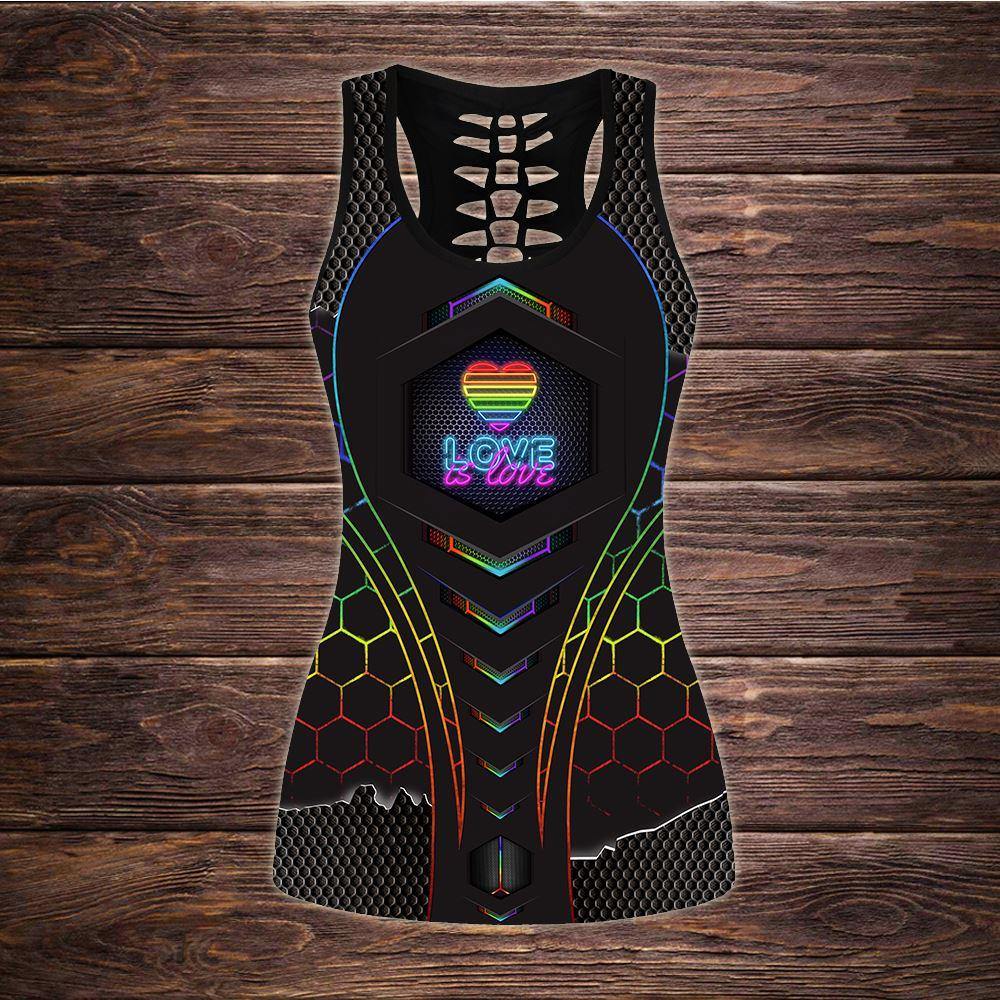 LGBT Tanktop And Legging Love Is Love Neon Rainbow - PERSONAL84