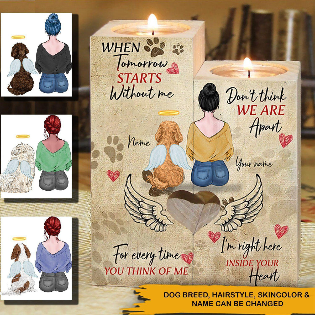 Memorial Dogs Candle Stick For Every Time You Think Of Me I Am Right Here Personalized Gift - PERSONAL84