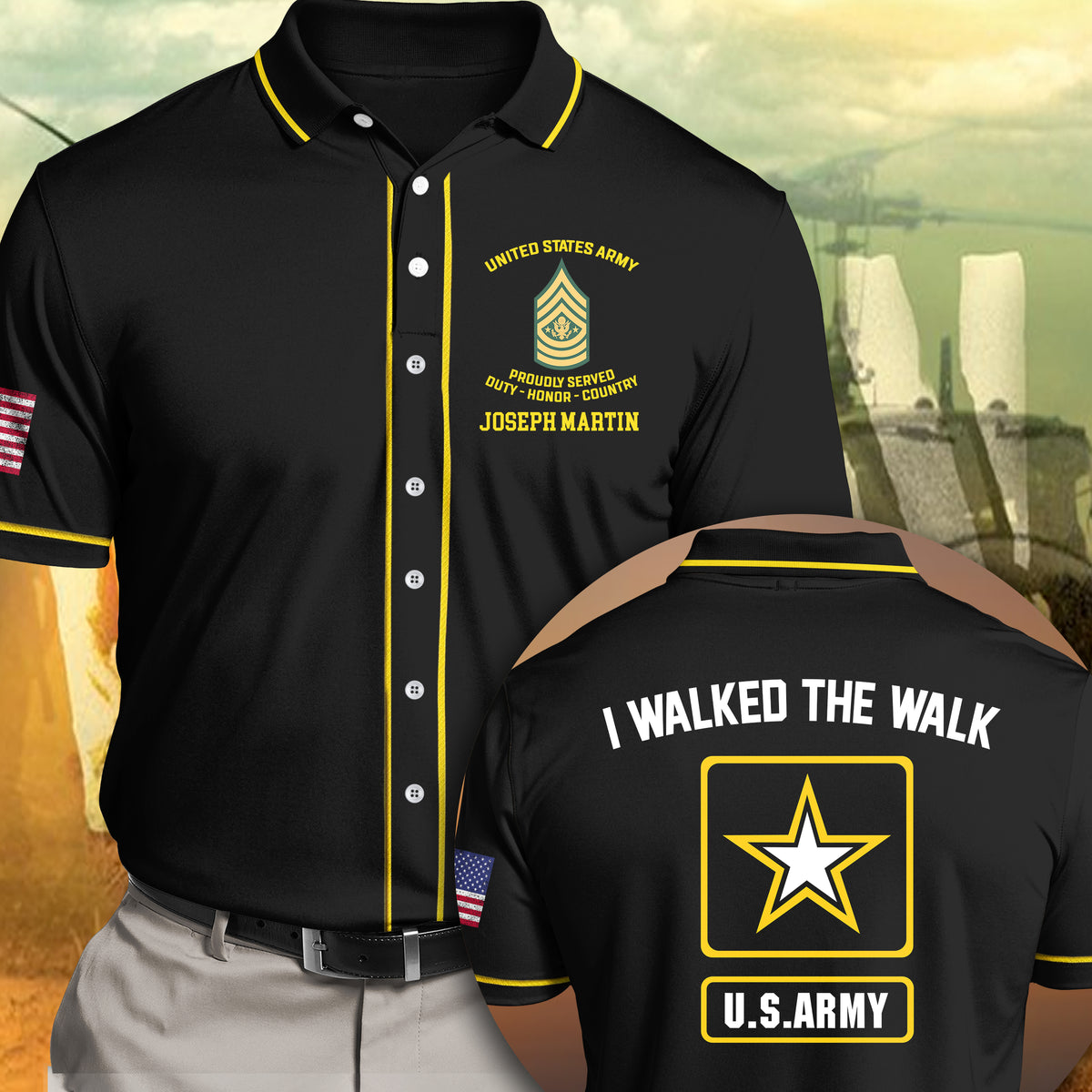 U.S Veteran Custom Polo Shirt I Walked The Walk Personalized Gift