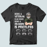 Veteran Custom Shirt Being A Veteran Is An Honor Being A Grandpa Is Priceless Personalized Gift
