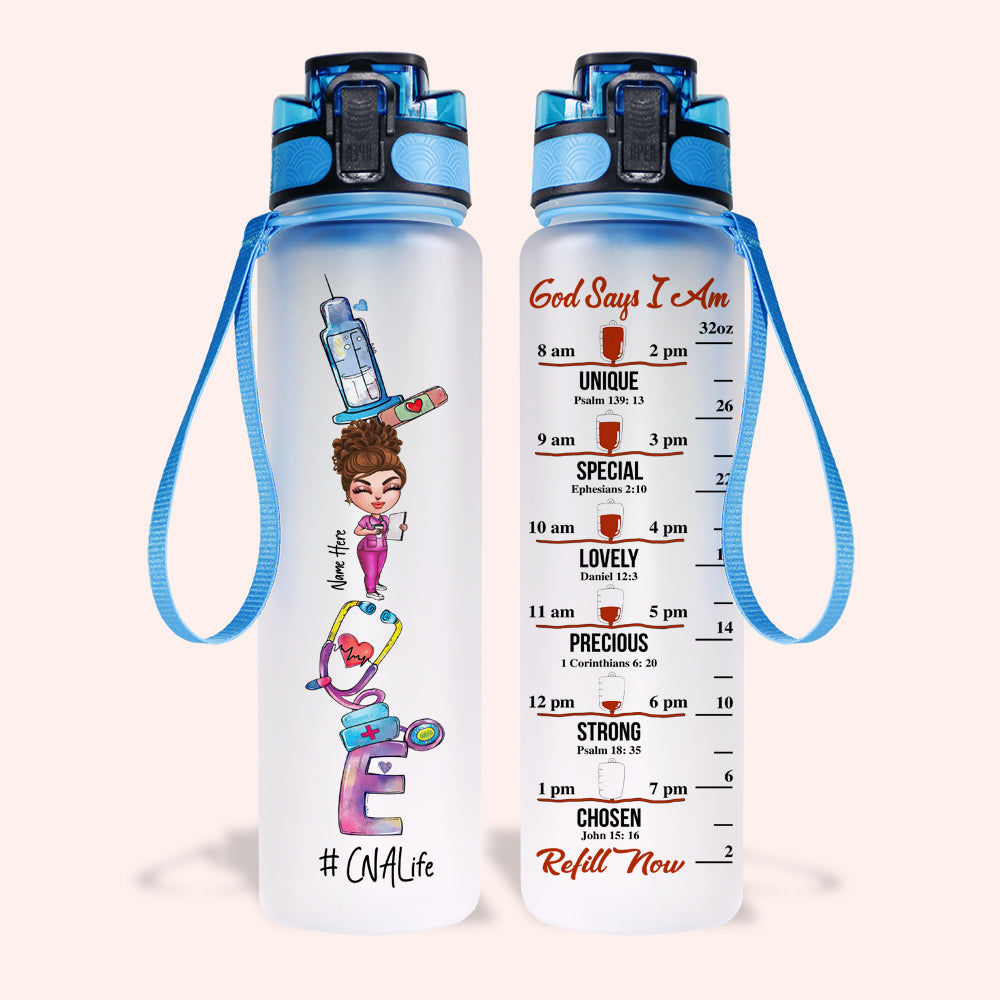 Nurse Custom Tracker Bottle Love Nurse Life God Says I Am Personalized Gift