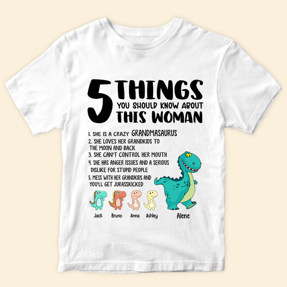 Grandma Custom Shirt 5 Thing You Should Know Grandmasaurus Personalized Gift