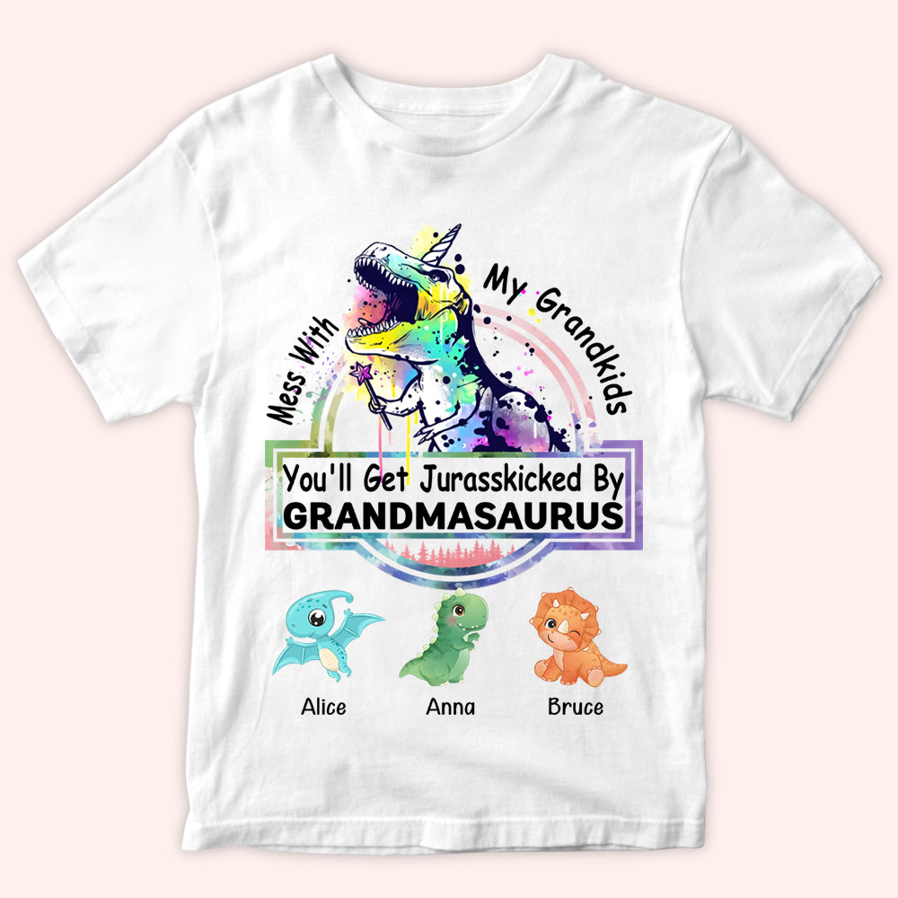 Grandma Custom Shirt Mess With My Grandkids You'll Get Jurasskicked Personalized Gift
