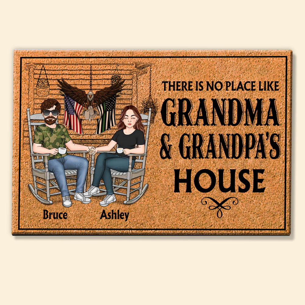 Veteran Custom Doormat There Is No Place Like Grandpa & Grandma's House Personalized Gift for Father's Day