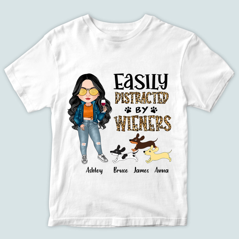 Dachshund Custom Shirt Easily Distracted By Wiener Personalized Gift Dog Lover