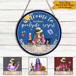 Pool Dogs Custom Wood Sign Welcome To My Poolside Resort Personalized Gift