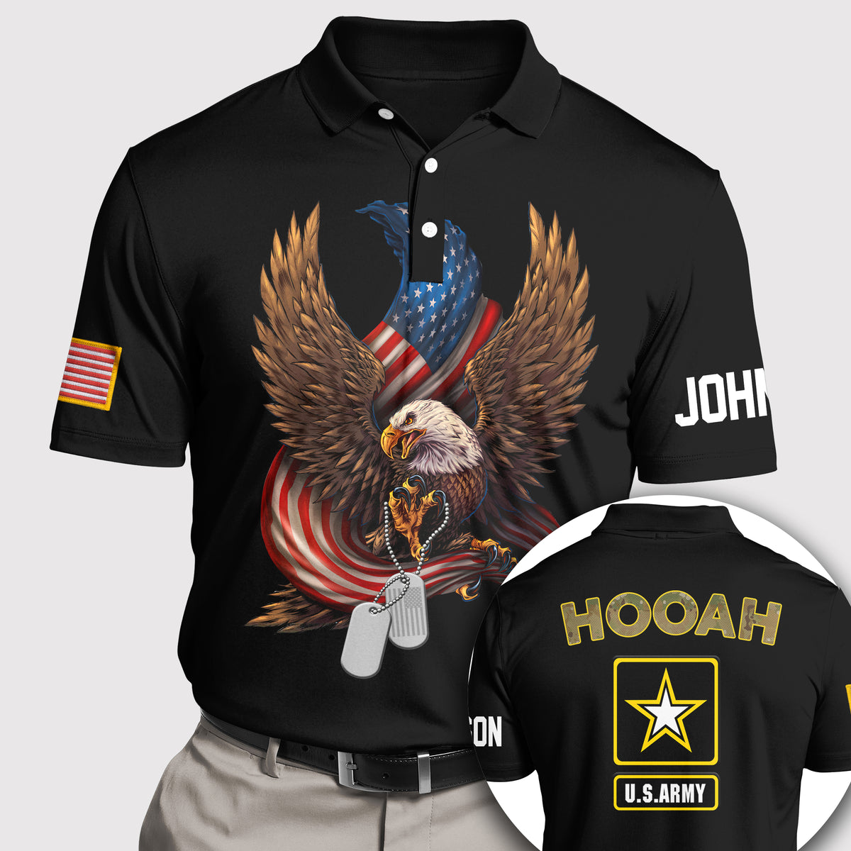 Veteran Custom Polo Shirt Hooah Personalized Gift