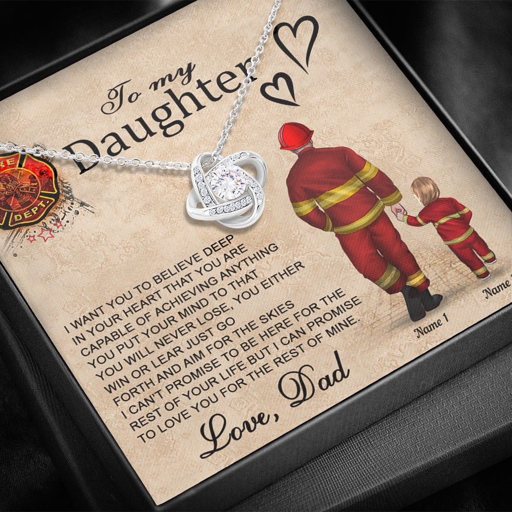 Firefighter Custom Love Knot Necklace You're Capable Of Achieve Anything Personalized Gift