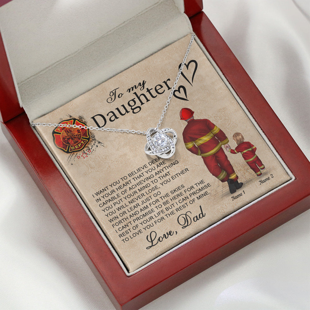 Firefighter Custom Love Knot Necklace You're Capable Of Achieve Anything Personalized Gift