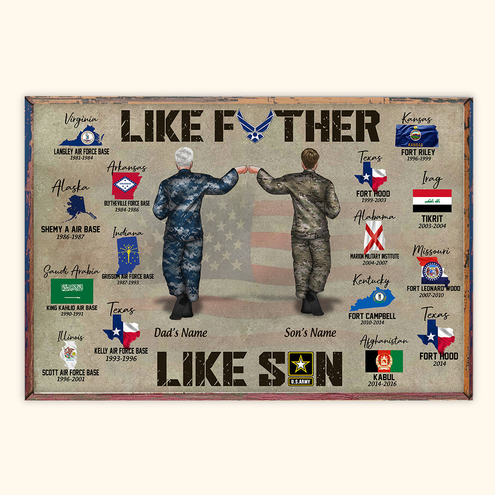 Veteran Custom Poster Like Father Like Son Personalized Gift