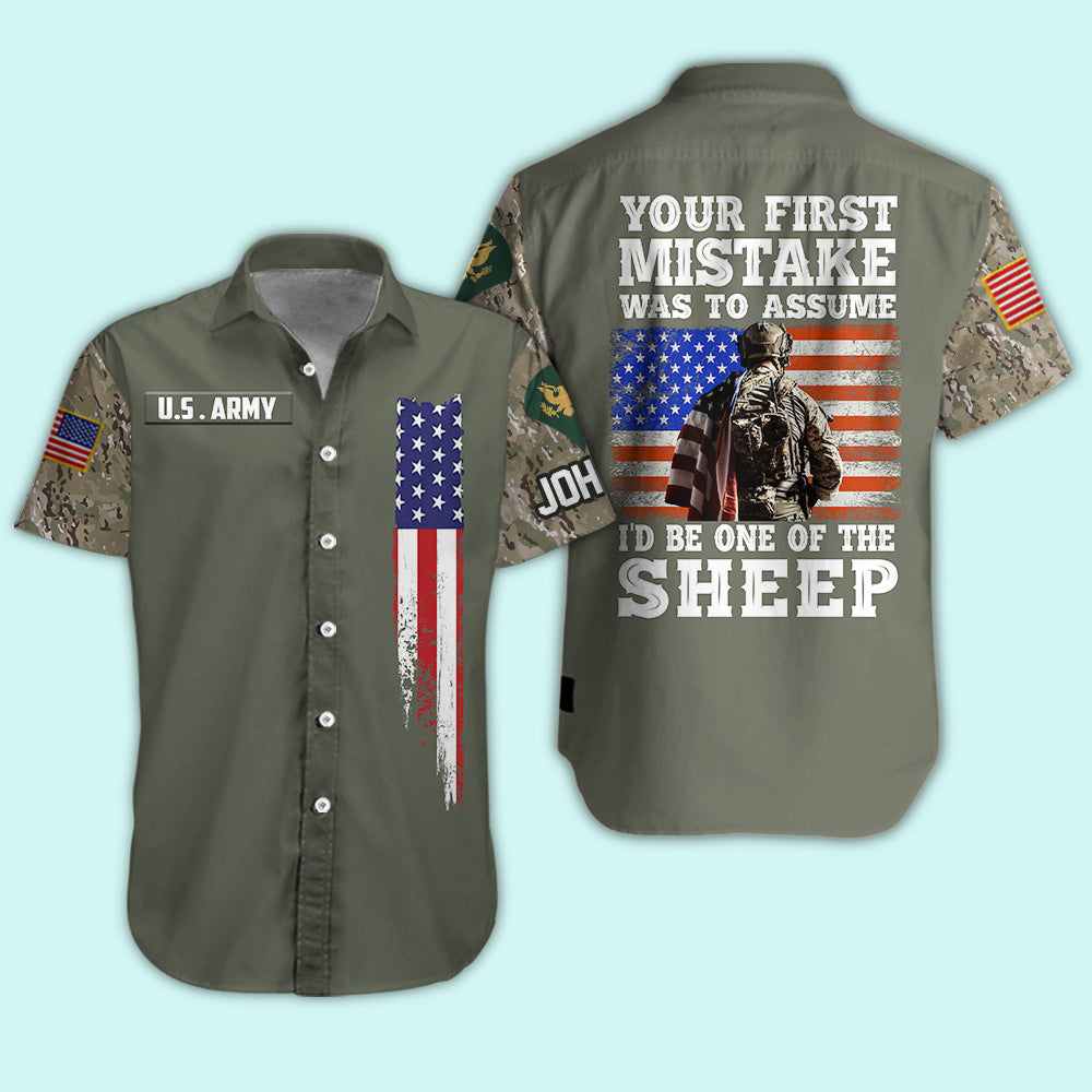 Veteran Custom Men Shirt Your First Mistake Was To Assume I'D Be One Of The Sheep Personalized Gift