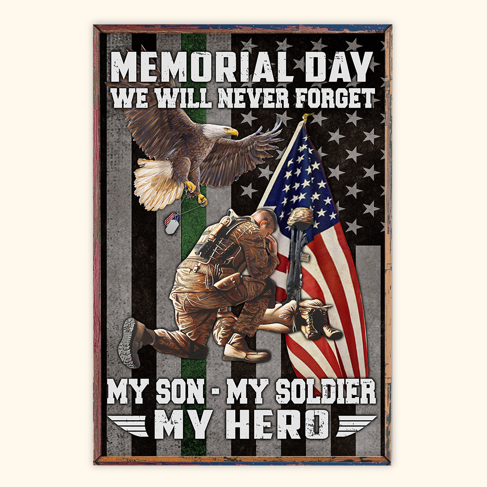 Veteran Custom Poster Memorial Day We Will Never Forget Personalized Gift