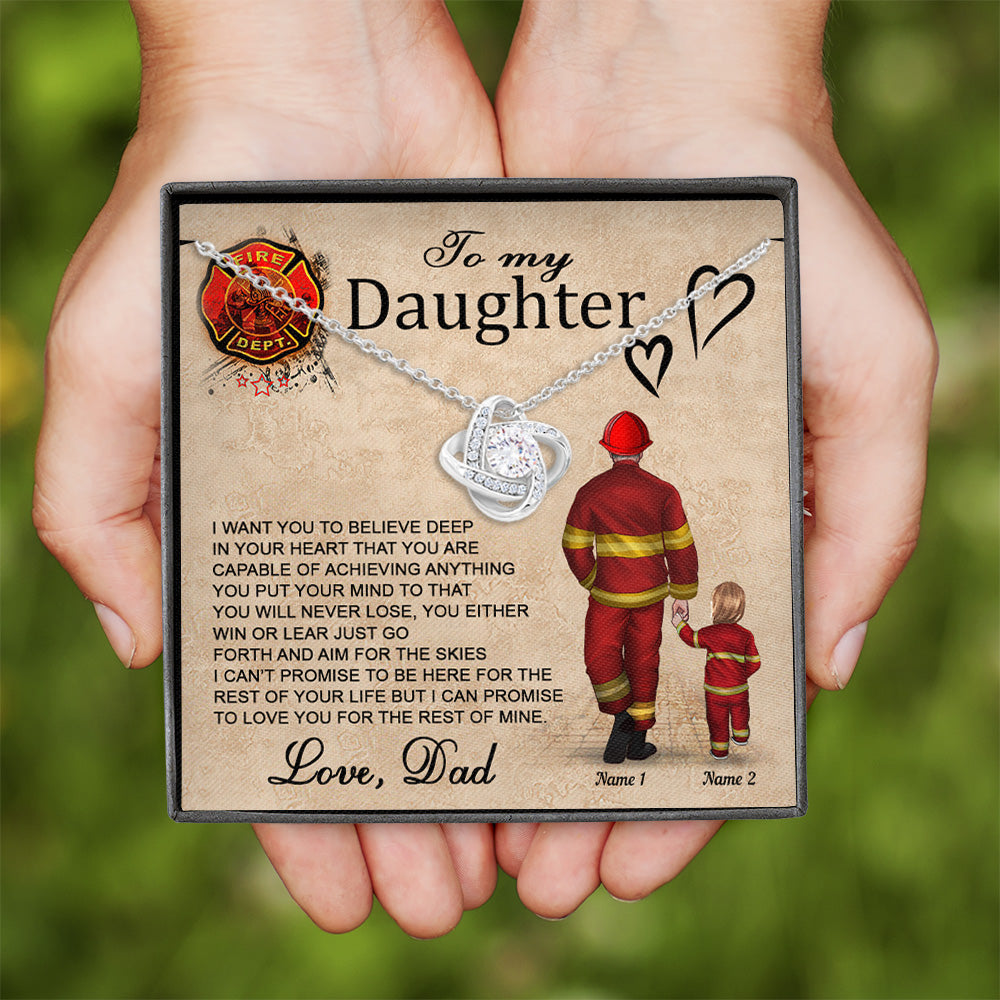 Firefighter Custom Love Knot Necklace You're Capable Of Achieve Anything Personalized Gift