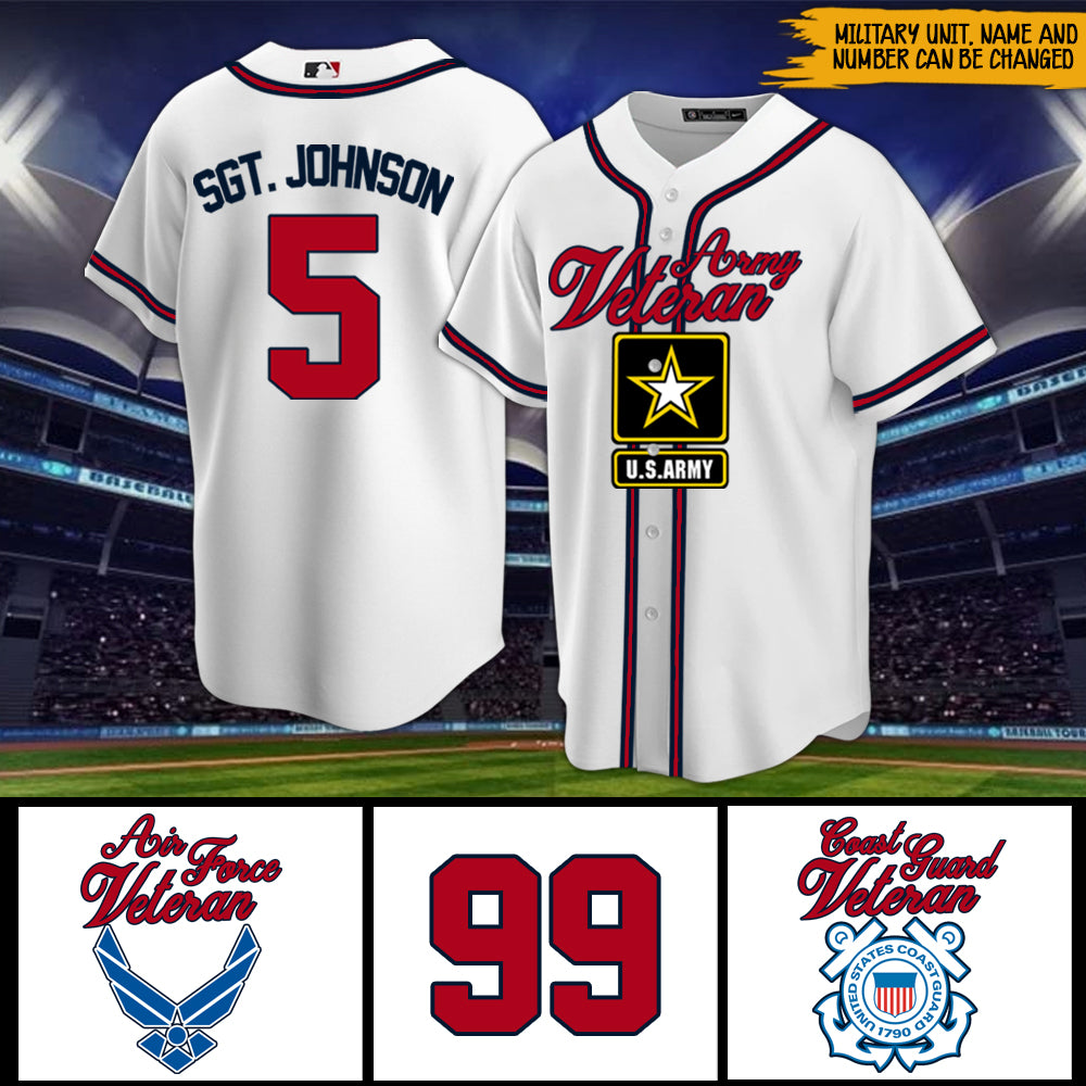 Veteran Custom Baseball Jersey Unit And Number Personalized Gift
