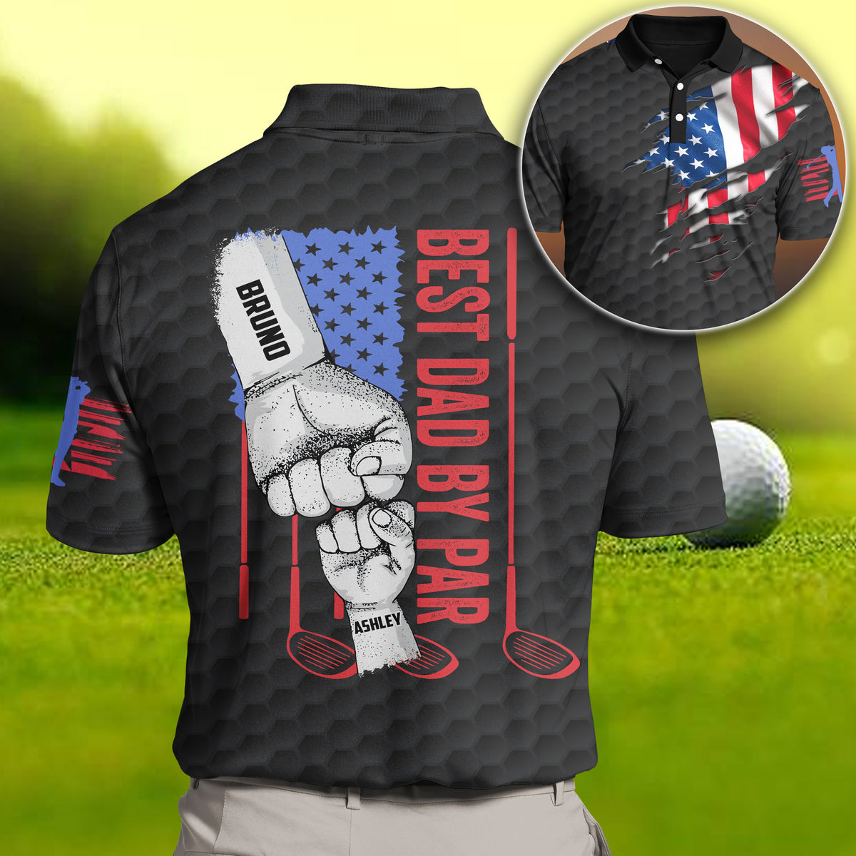 Golf Custom 3D Polo Shirt Best Dad By Par Personalized Gift