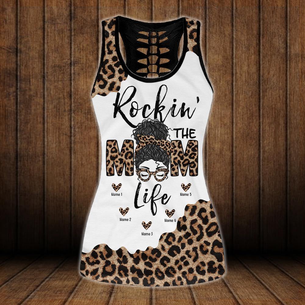 Mother Custom Tanktop And Legging Rockin The Mom Life Leopard Personalized Gift - PERSONAL84