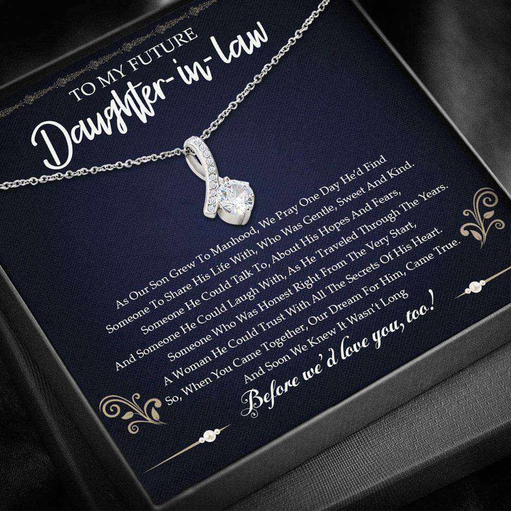 Parents In Law Custom Alluring Beauty Necklace We'd Love You Too Daughter In Law Personalized Gift For Bride - PERSONAL84