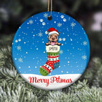 Pit Bull Circle Ornament Personalized Name And Color Merry Pitmas - PERSONAL84
