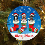 Pit Bull Circle Ornament Personalized Name And Color Merry Pitmas - PERSONAL84
