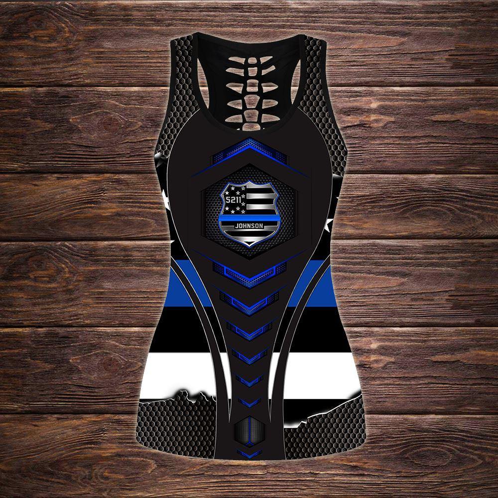 Police Officer Custom Tank Top Back The Blue Thin Line Personalized Gift - PERSONAL84