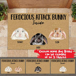 Rabbit Doormat Personalized Name and Color Ferocious Attack Bunny Inside - PERSONAL84