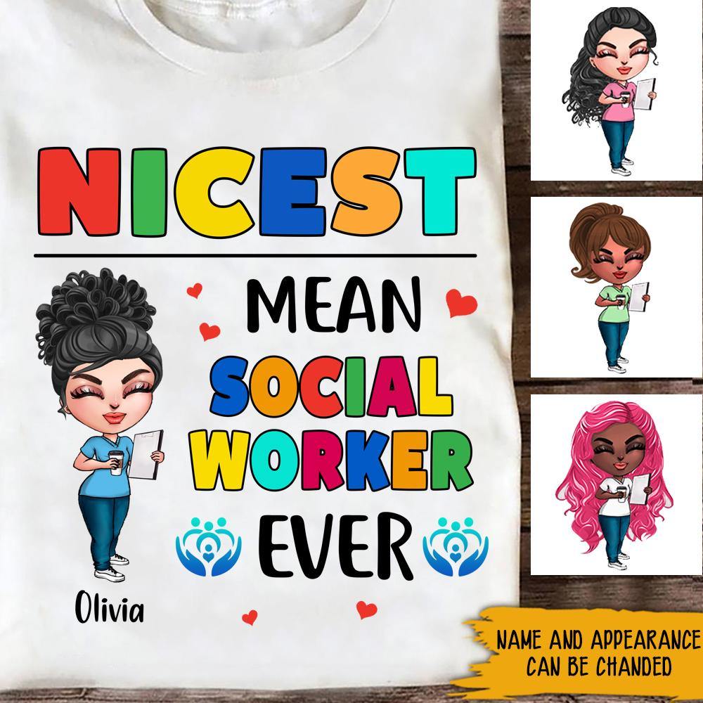 Social Worker Custom Shirt Nicest Mean Social Worker Personalized Gift - PERSONAL84