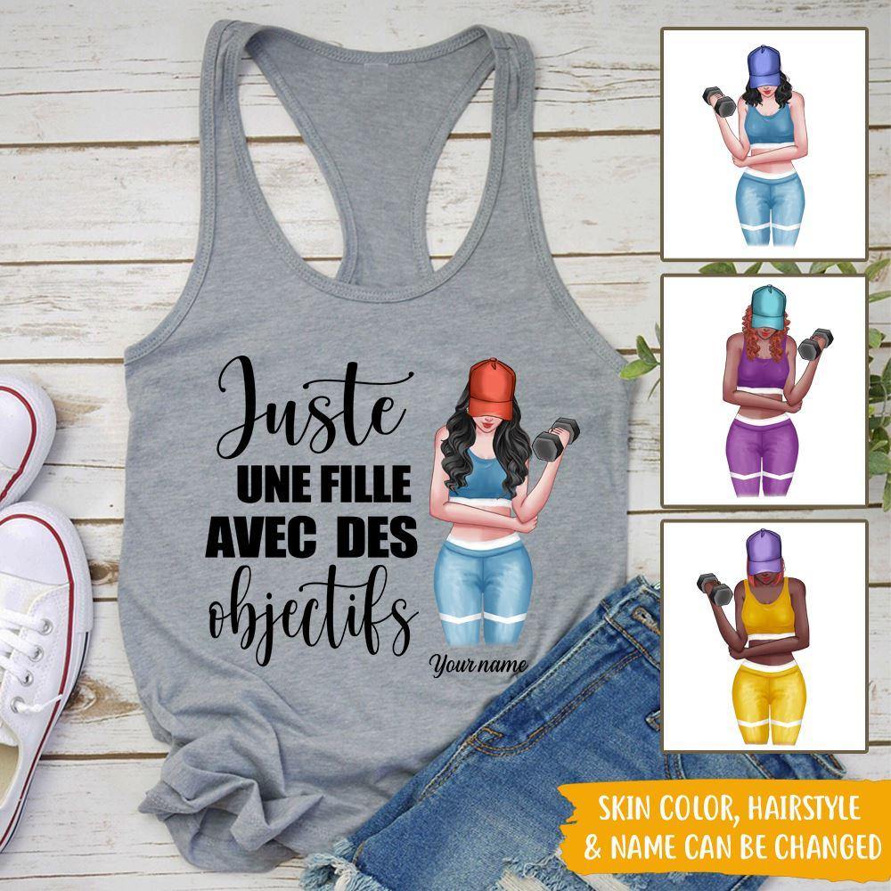 Sport Custom French Tank Top Just A Girl With Goals Personalized Gift - PERSONAL84