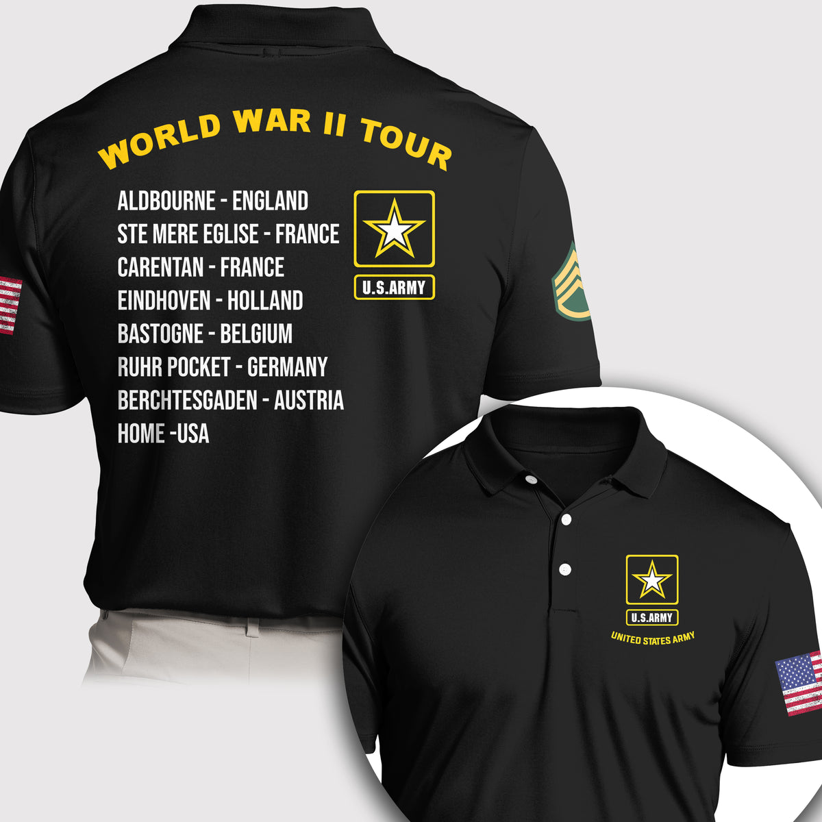 Veteran Custom Polo Shirt Division World War Tour Personalized Gift