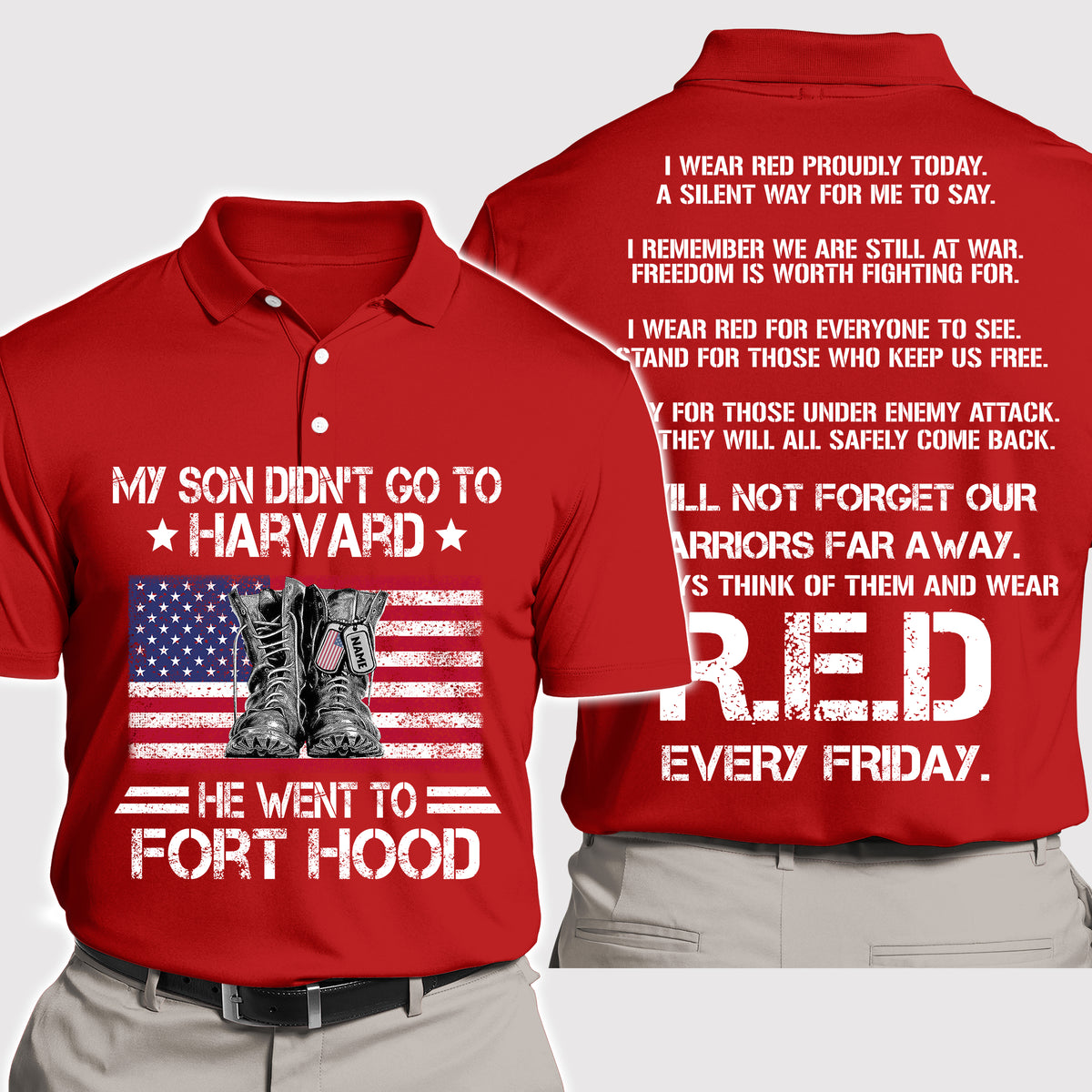 Soldier Custom Polo Shirt I Wear Red On Friday Personalized Gift