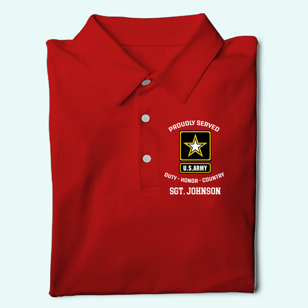 Veteran Custom Polo Shirt Proudly Served In Military Personalized Gift