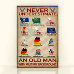 Veteran Custom Poster Never Underestimate An Old Man With Military Background Personalized Gift