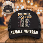 Female Veteran Custom Cap Proudly Served Personalized Gift