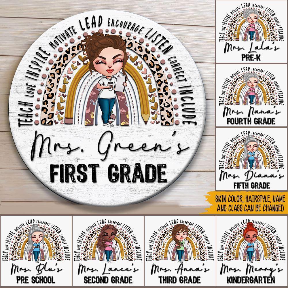 Teacher Custom Sign Teach Love Inspire Personalized Gift - PERSONAL84