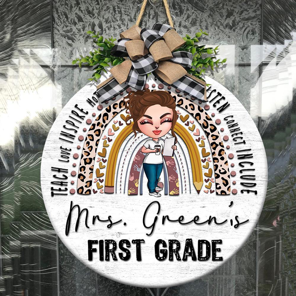 Teacher Custom Sign Teach Love Inspire Personalized Gift - PERSONAL84