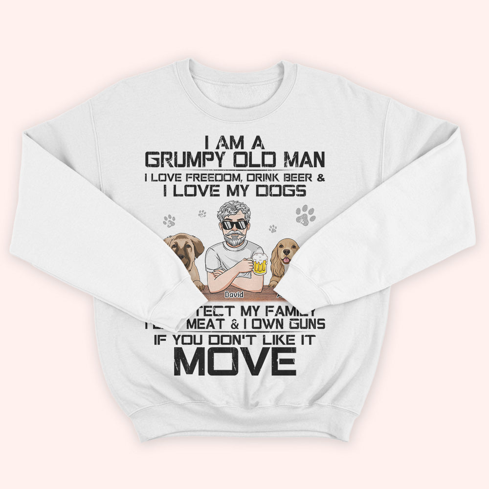 Dog Custom Shirt Grumpy Old Man Love Dogs Protect Family Personalized Gift