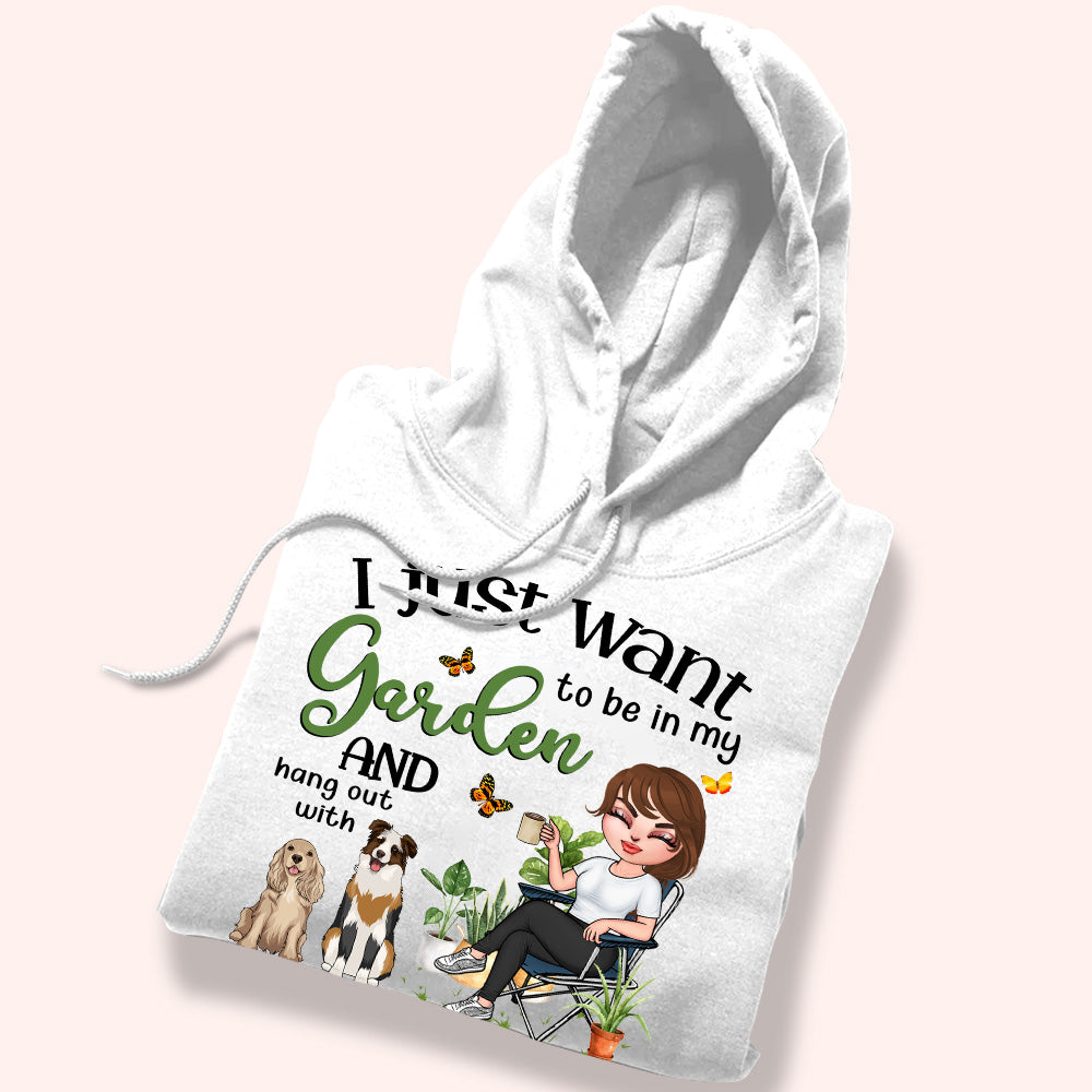Gardening Custom Shirt I Just Want To Be In My Garden With My Dogs Personalized Gift