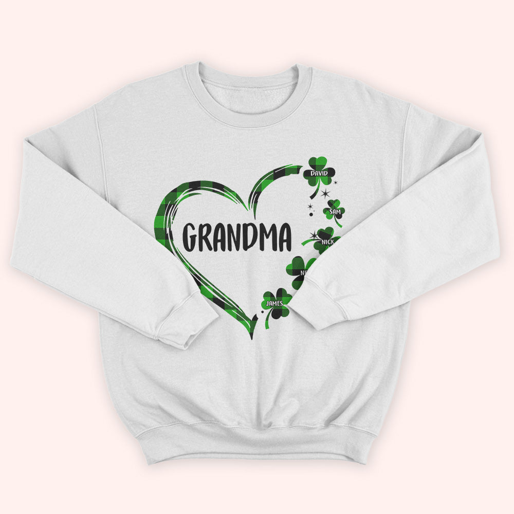 Grandma Custom Shirt With Grandkids Name Patrick's Day Personalized Gift
