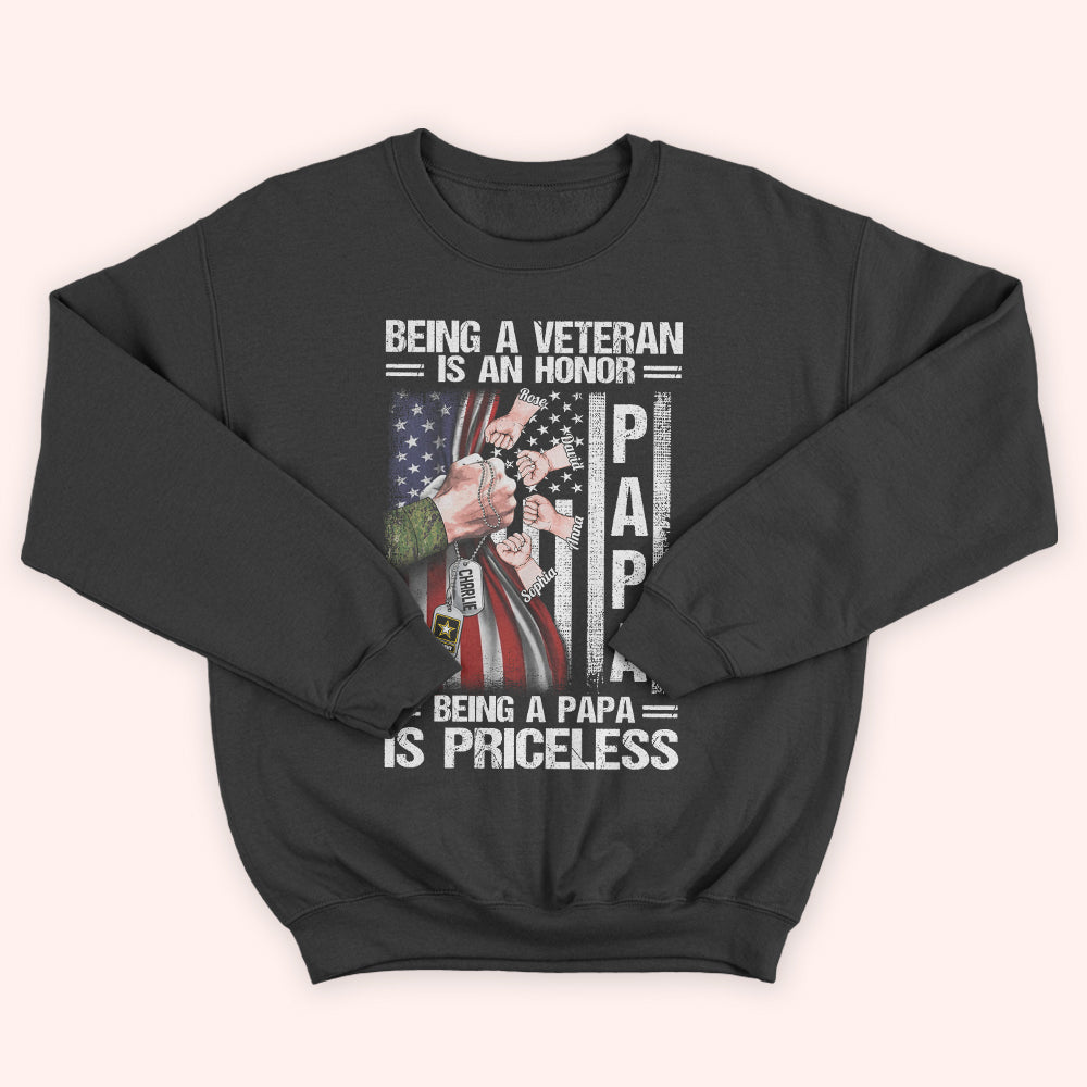 Veteran Custom Shirt Being A Veteran Is An Honor Being A Papa is Priceless Personalized Gift