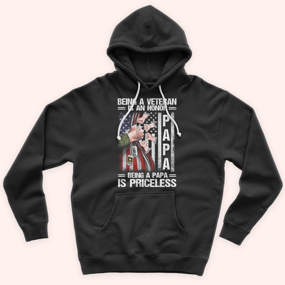 Veteran Custom Shirt Being A Veteran Is An Honor Being A Papa is Priceless Personalized Gift